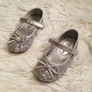 Sparkly silver toddler shoes